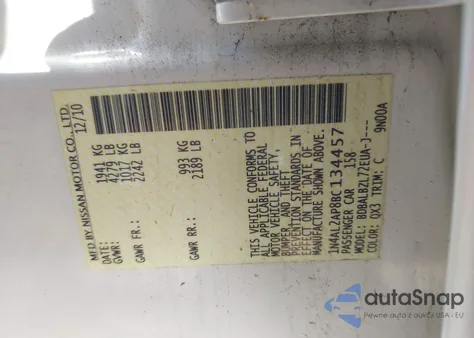 2011 Nissan Altima 2.5 S from USA, damaged, VIN 1N4AL2AP8BC134457